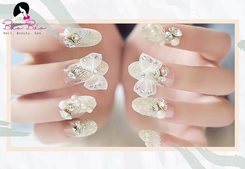 Mẫu nail cô dâu phong cách Hàn đẹp độc đáo