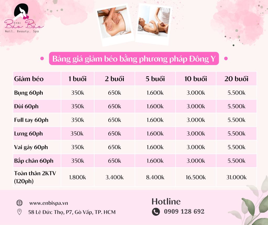 Bảng giá massage giảm béo Đông Y