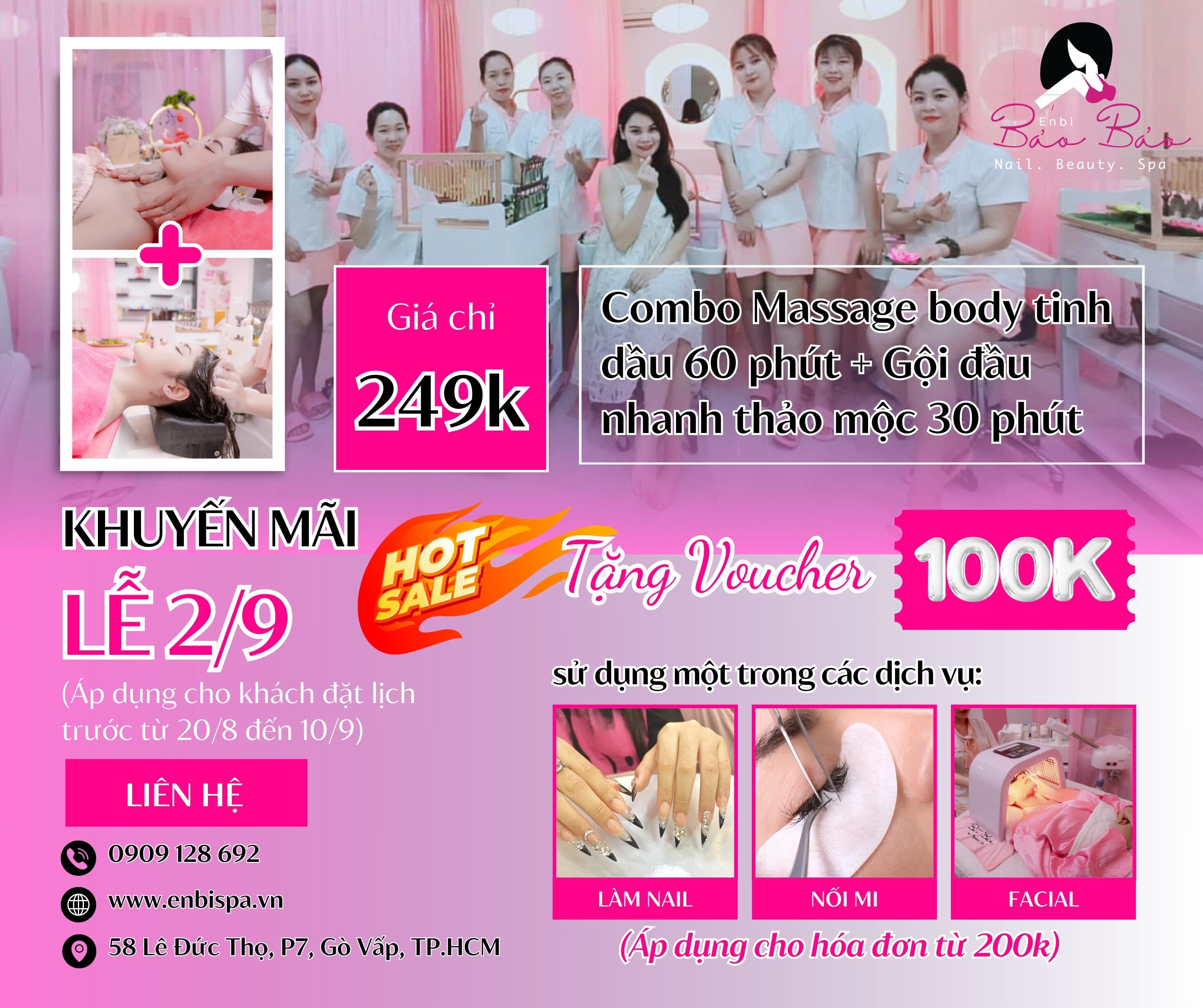 Khuyến mãi 2/9 combo massage body và gội đầu thảo mộc chỉ 249k