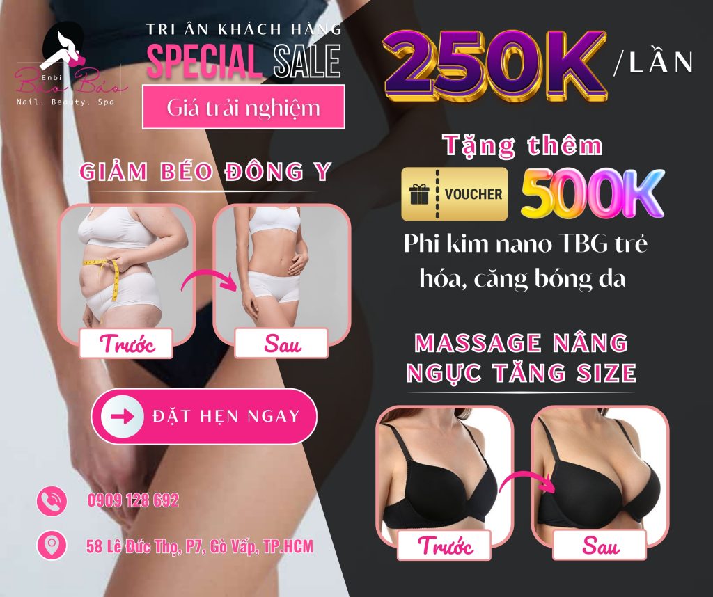 Giá trải nghiệm 250k giảm béo Đông Y và massage nâng ngực