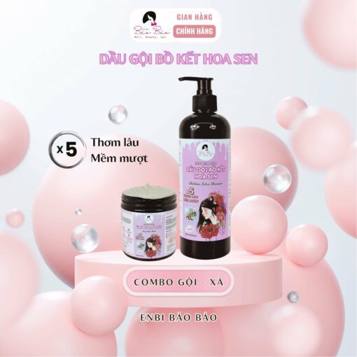 Combo dầu gội bồ kết hoa sen 550ml và ủ xả tóc bồ kết 500g